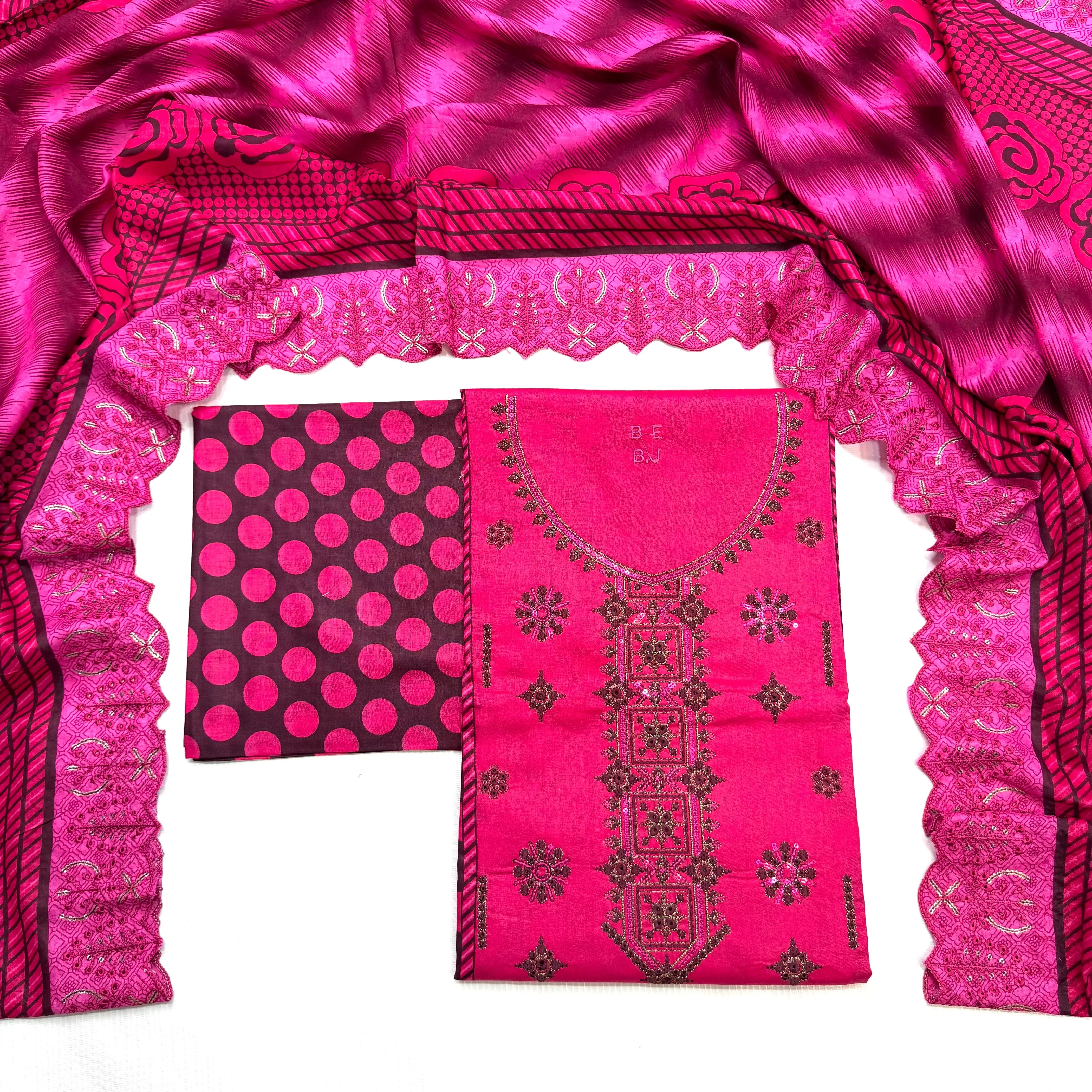 Bin Saeed Printed Embroidered 3PC Memon Clothes